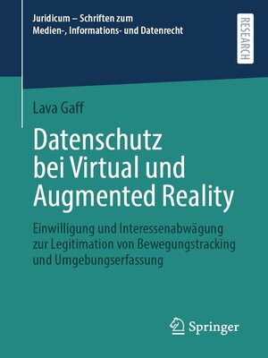 cover image of Datenschutz bei Virtual und Augmented Reality